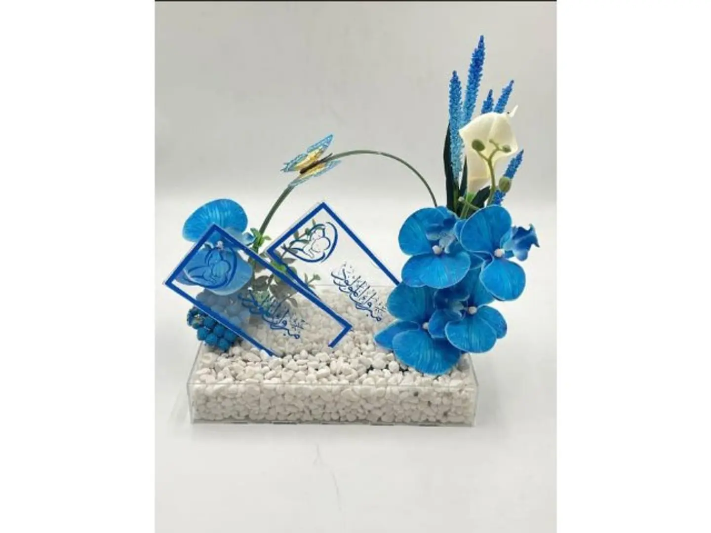 Newborn Boy Stand With Flowers