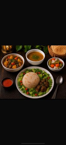 وجبة لحم بلدي + رز مصري + إيدام + شوربة + طرشي