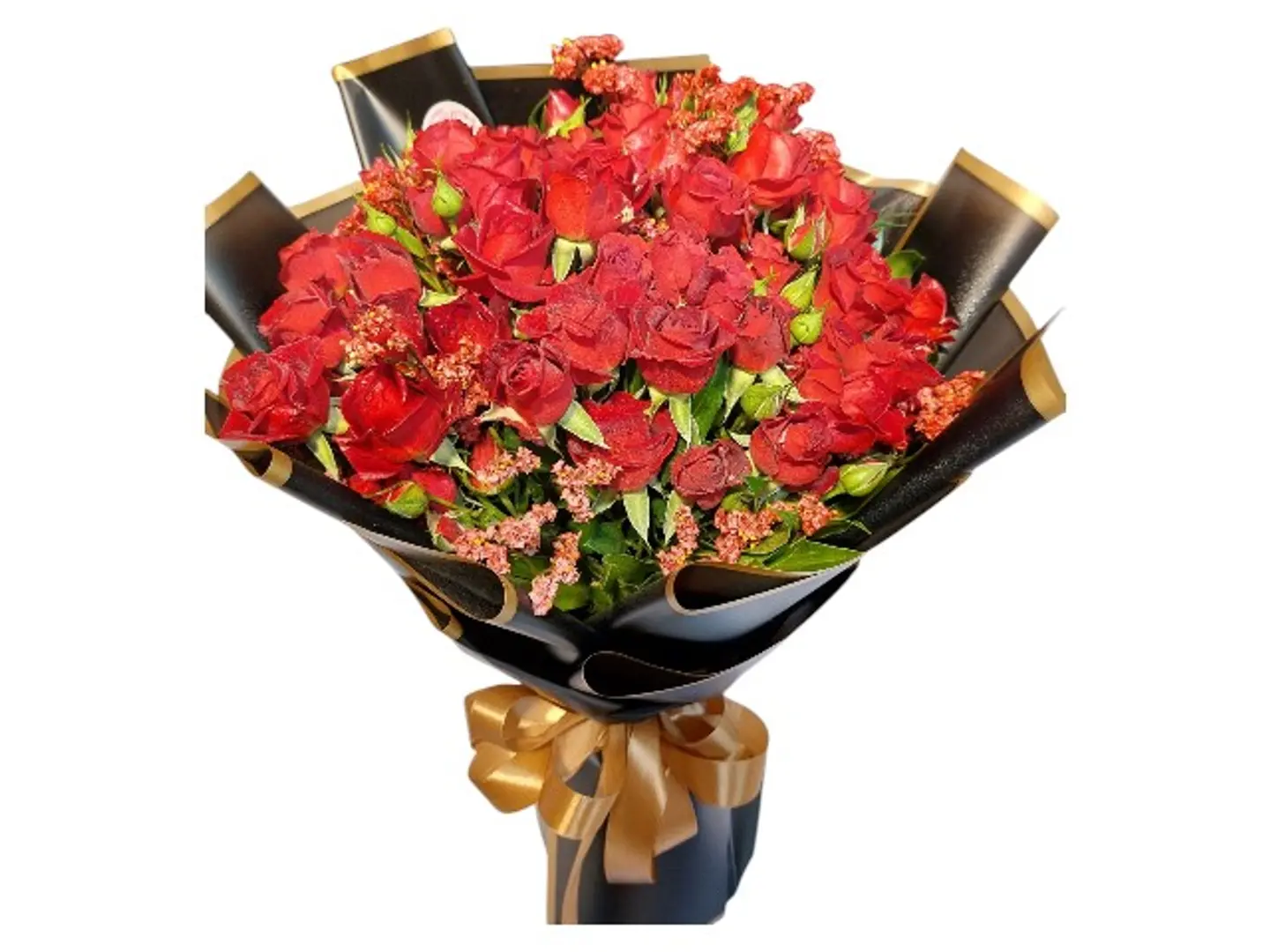 2030 Hand Bouquet With Red Baby Roses And Accessories