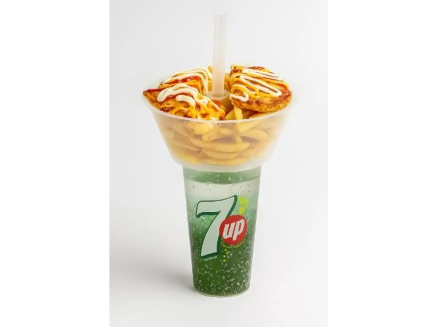 Chicken Burger Fries With 7 Up