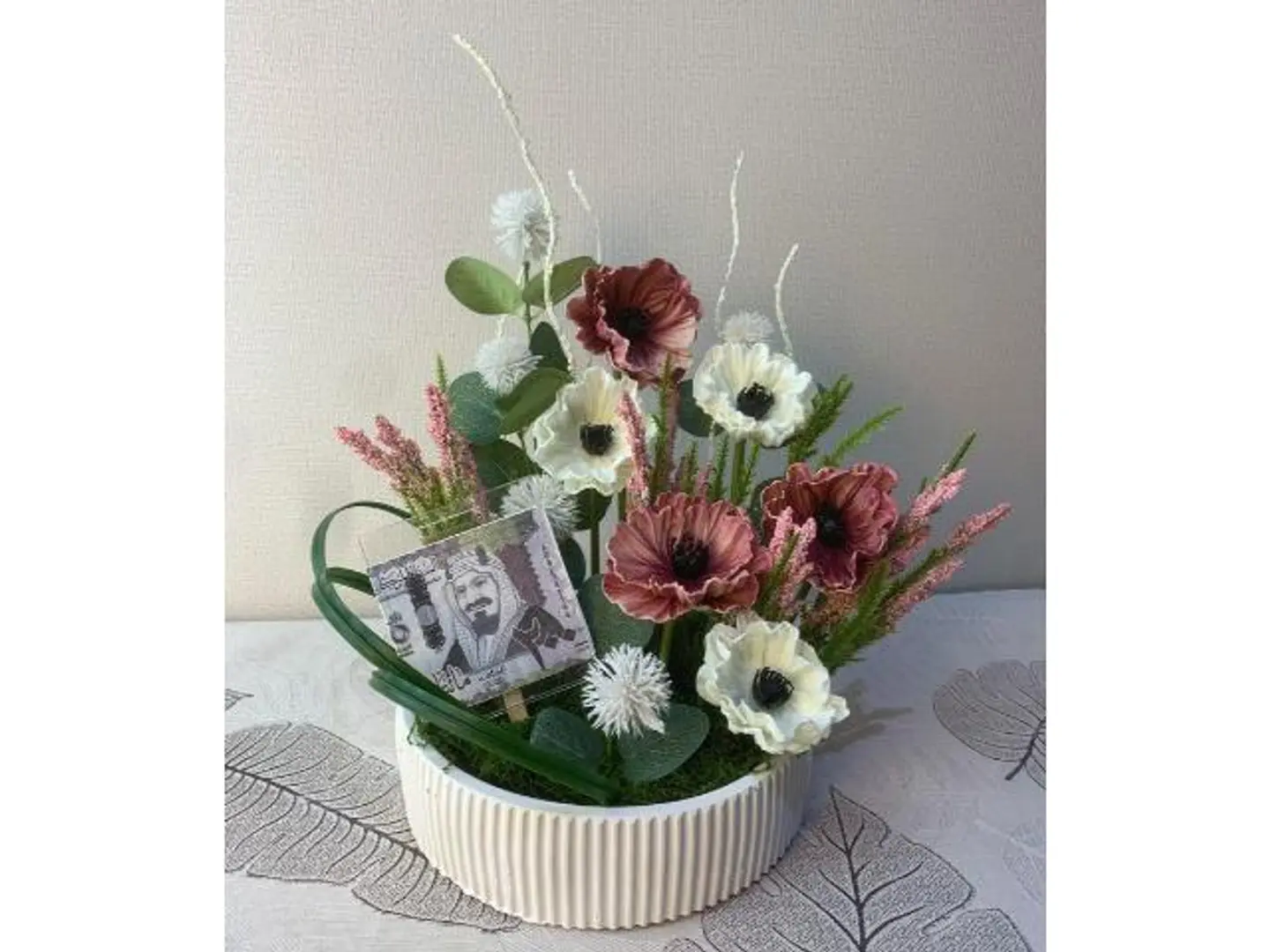 Glass Vase Coordinated Artificial Flowers