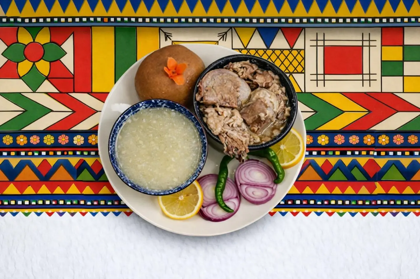 برمه لحم مع عصيده والمرق