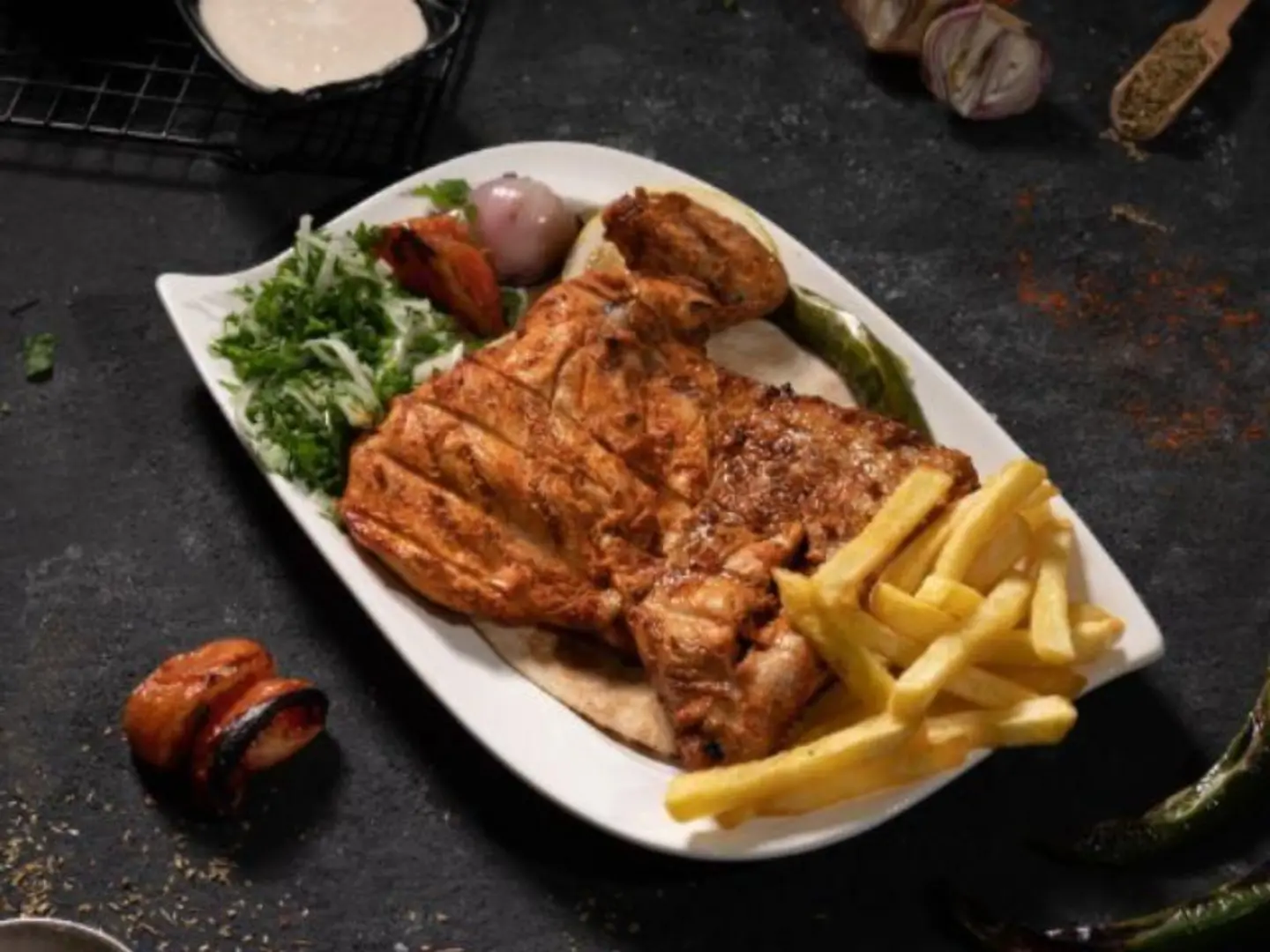 Half Chicken On Charcoal
