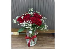 Glass Vase With Natural Roses