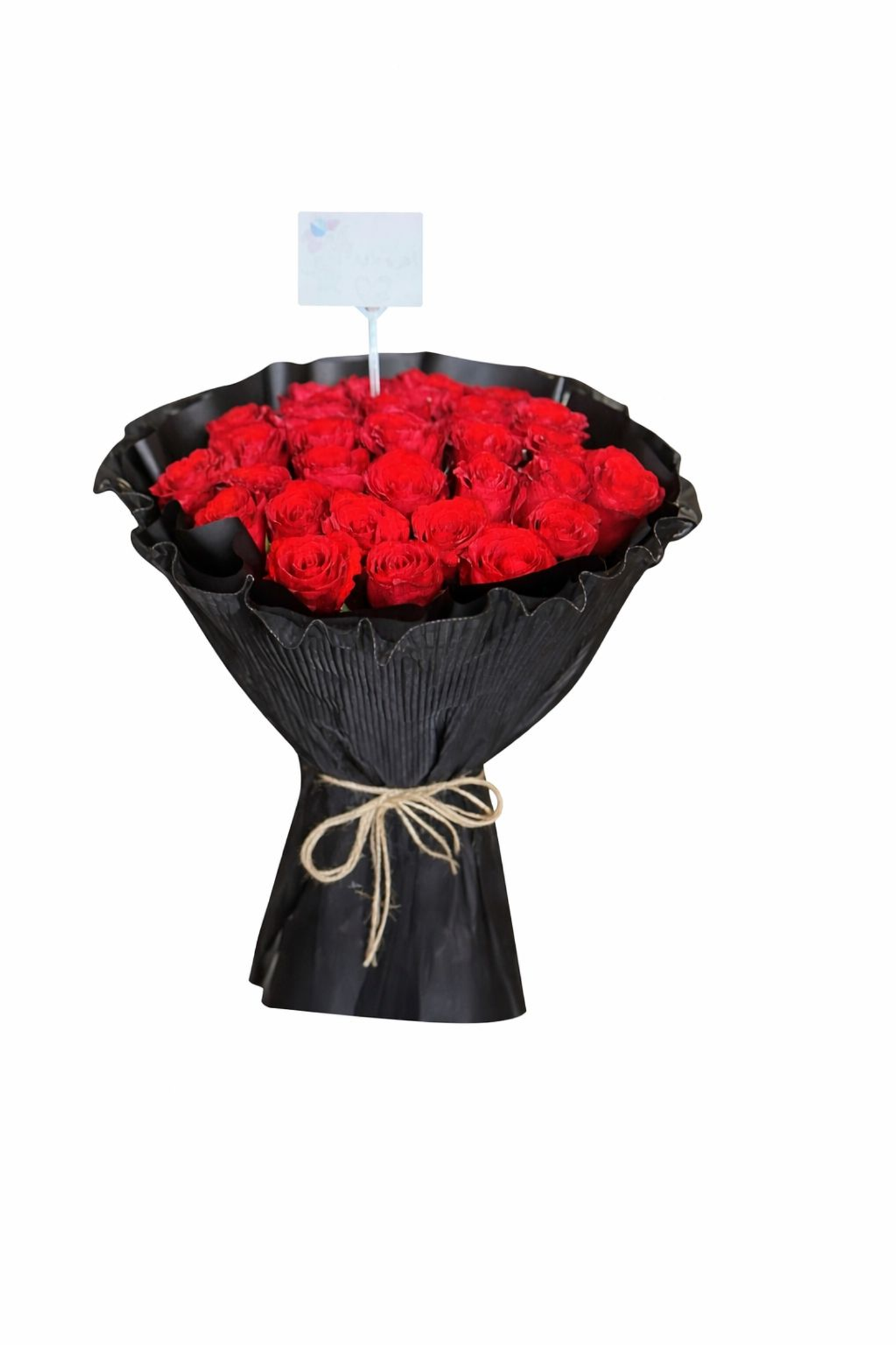 Red Rose Bouquet With Black Wrapping