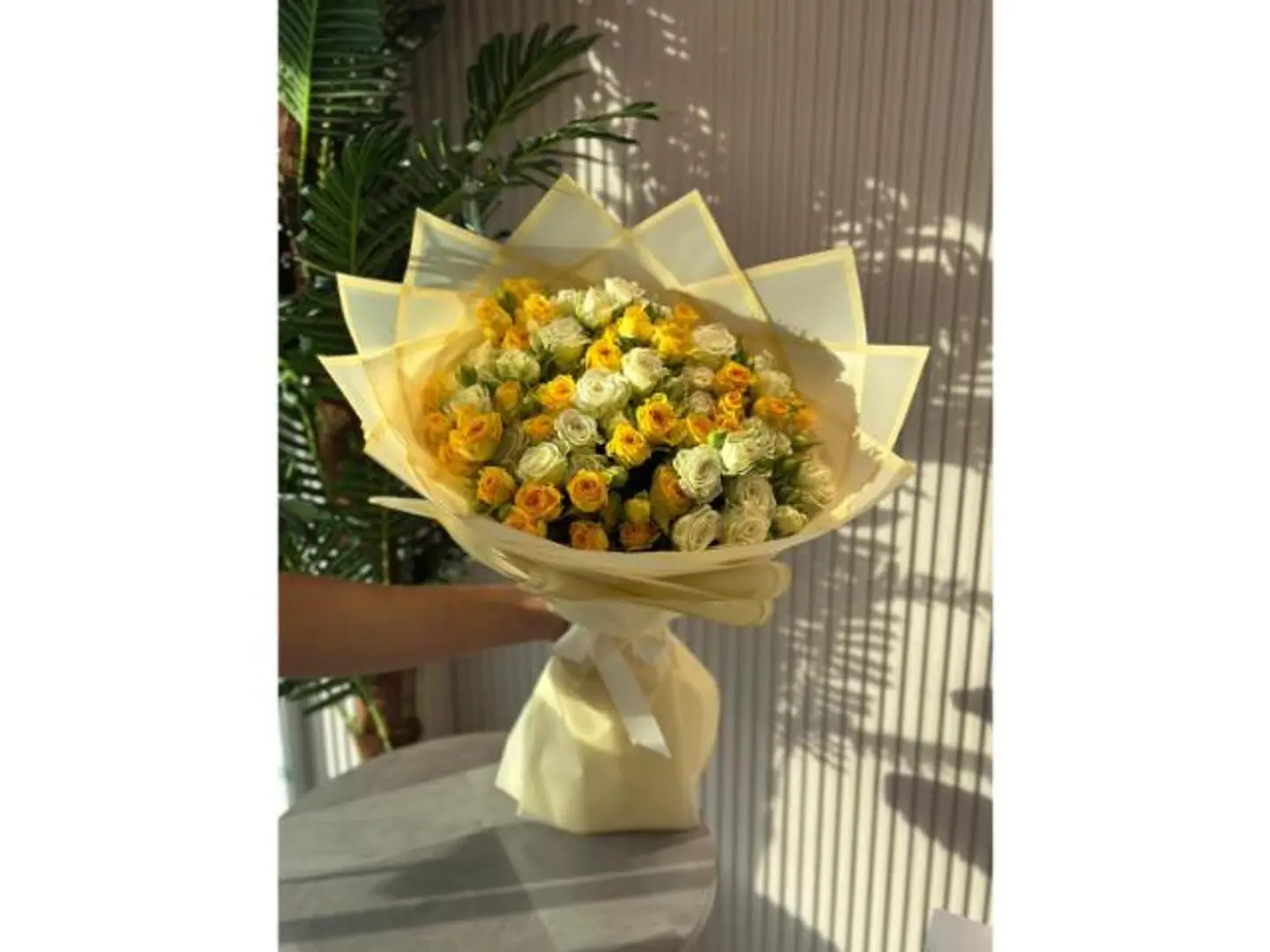 Baby Rose Bouquet, Yellow And White