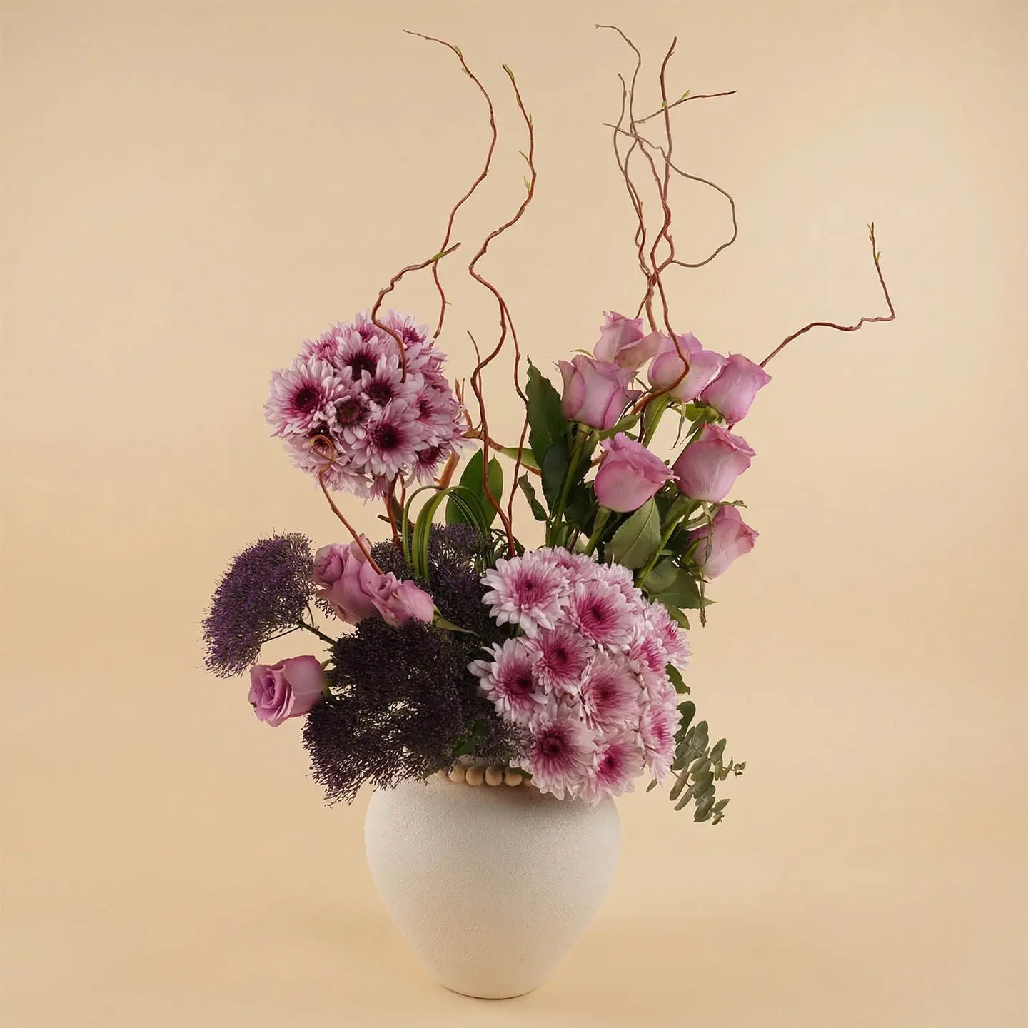 Daisy And Rose Blossoms In A Sparkling Vase