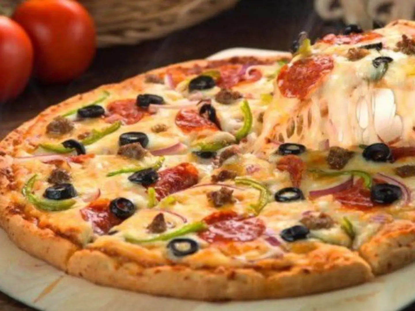 Vegetable Pizza With Melted Cheese
