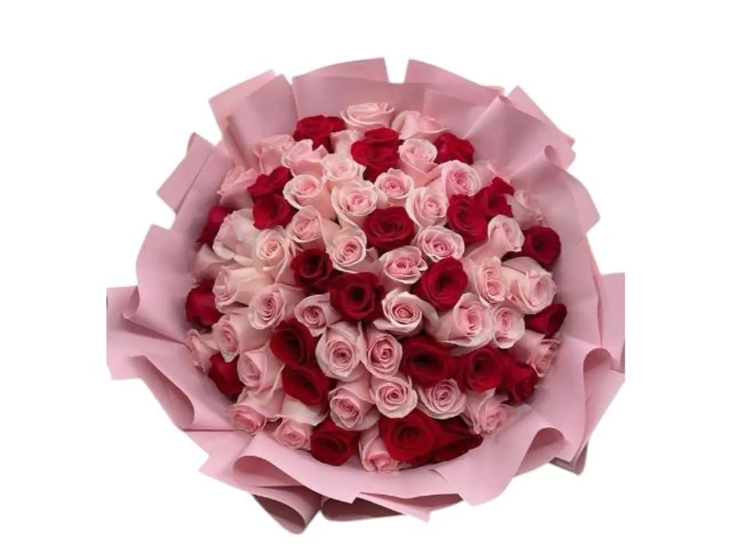 بوكيه وردي مع احمر كبير