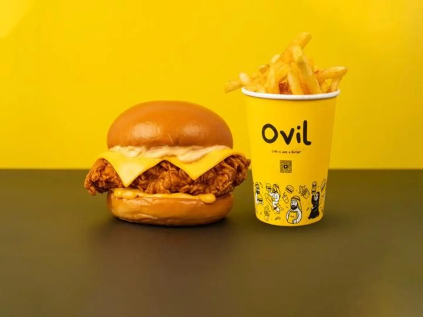 Chicken Maple Burger With Fries