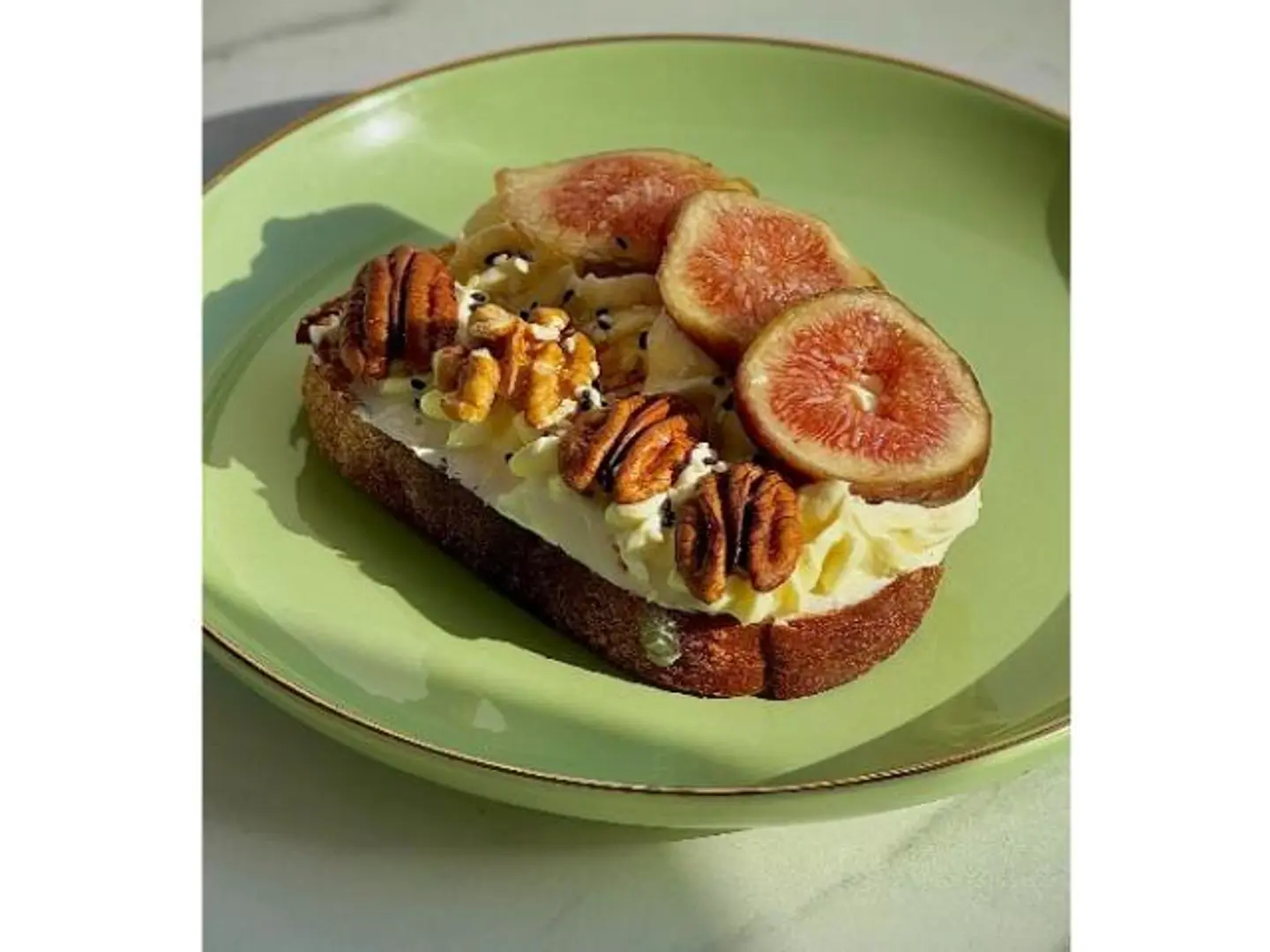 Sourdough Toast With French Cream, Figs, And Nuts