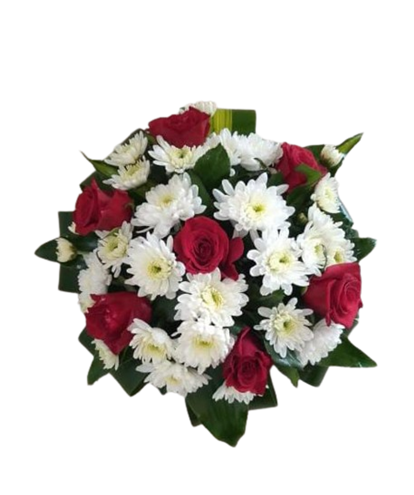 A Bouquet Of Red And White Roses