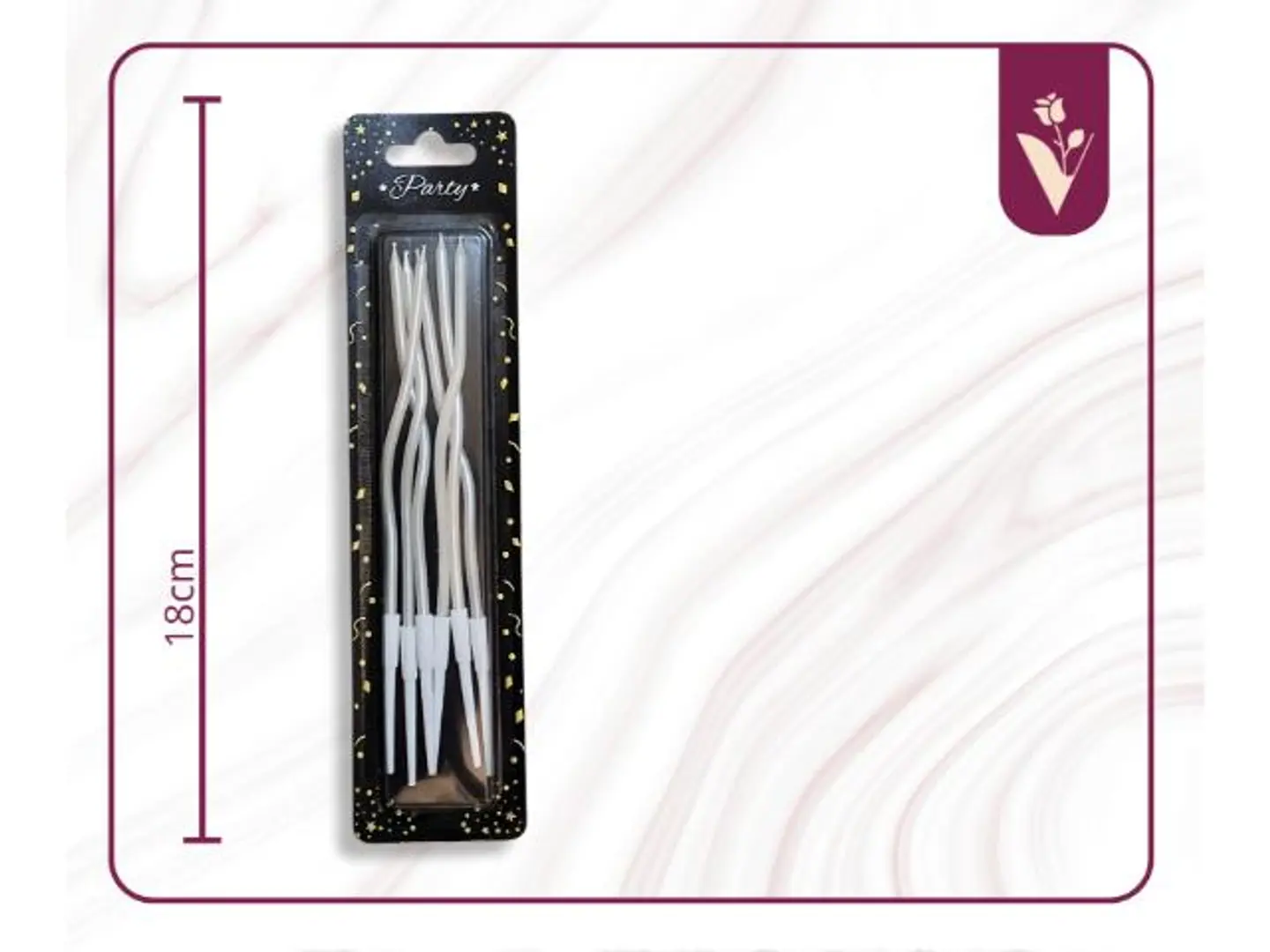 شموع حفلات مموجة 6 قطع أبيض