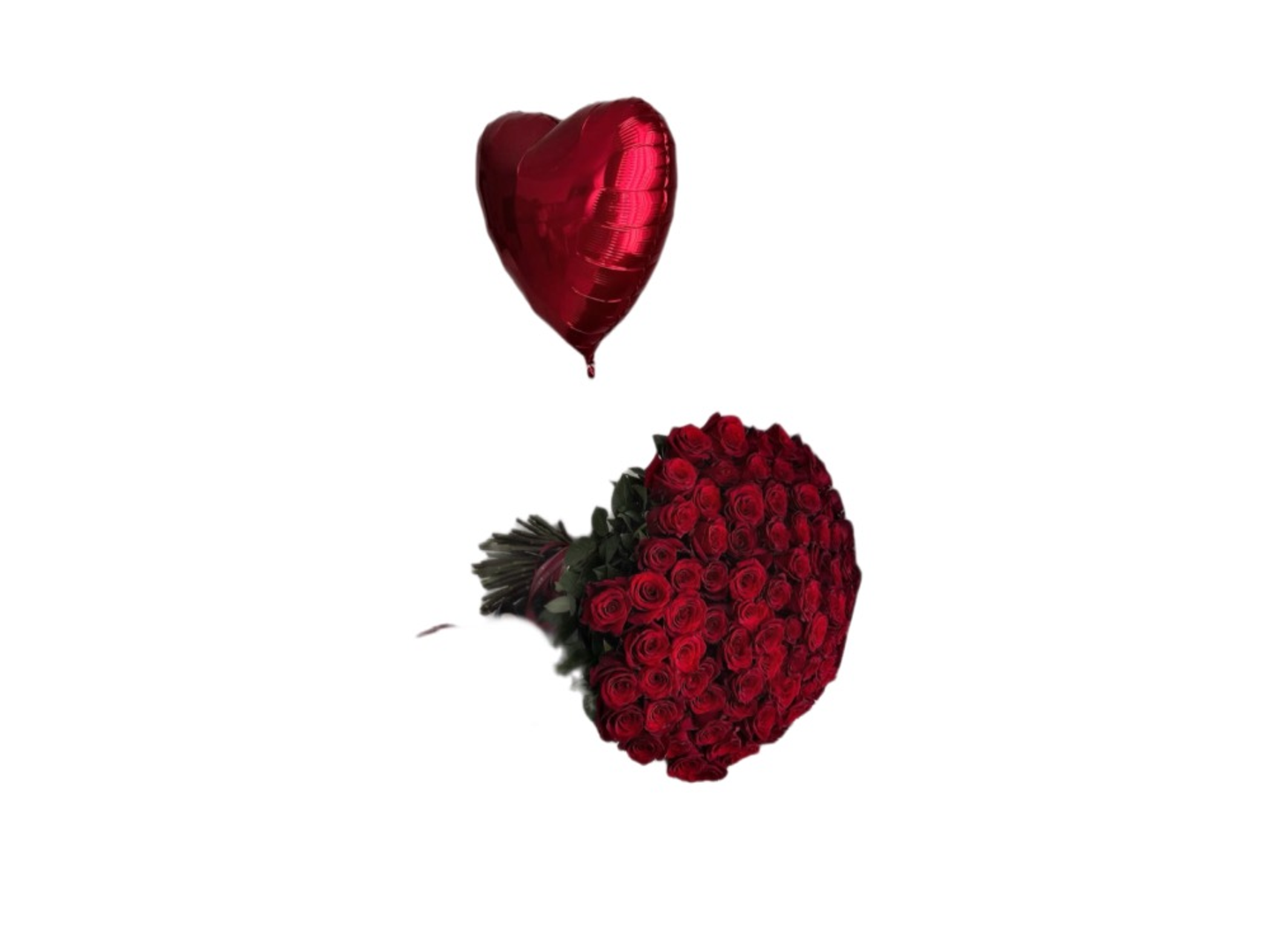 باقة عيد الحب ورد أحمر 40 مع بالون قلب
