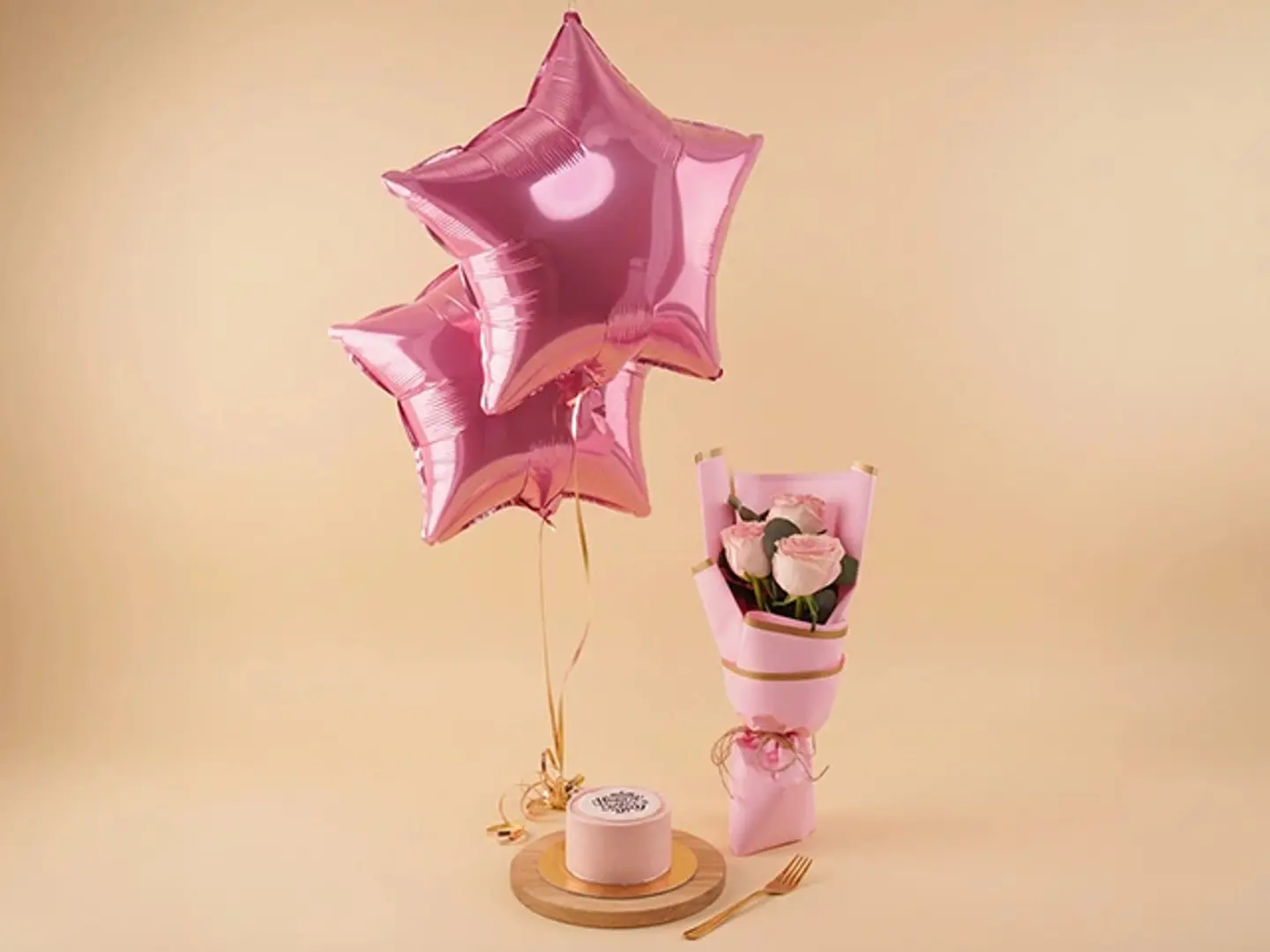 "Sister Day Flowers N Cake With Balloons "