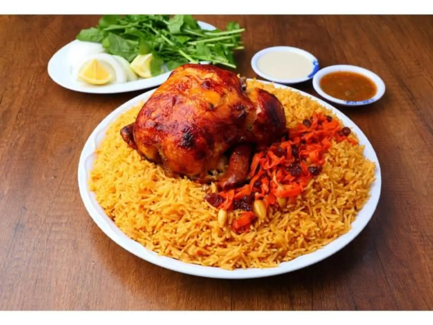 نصف حبة دجاج باربكيو مع الأرز