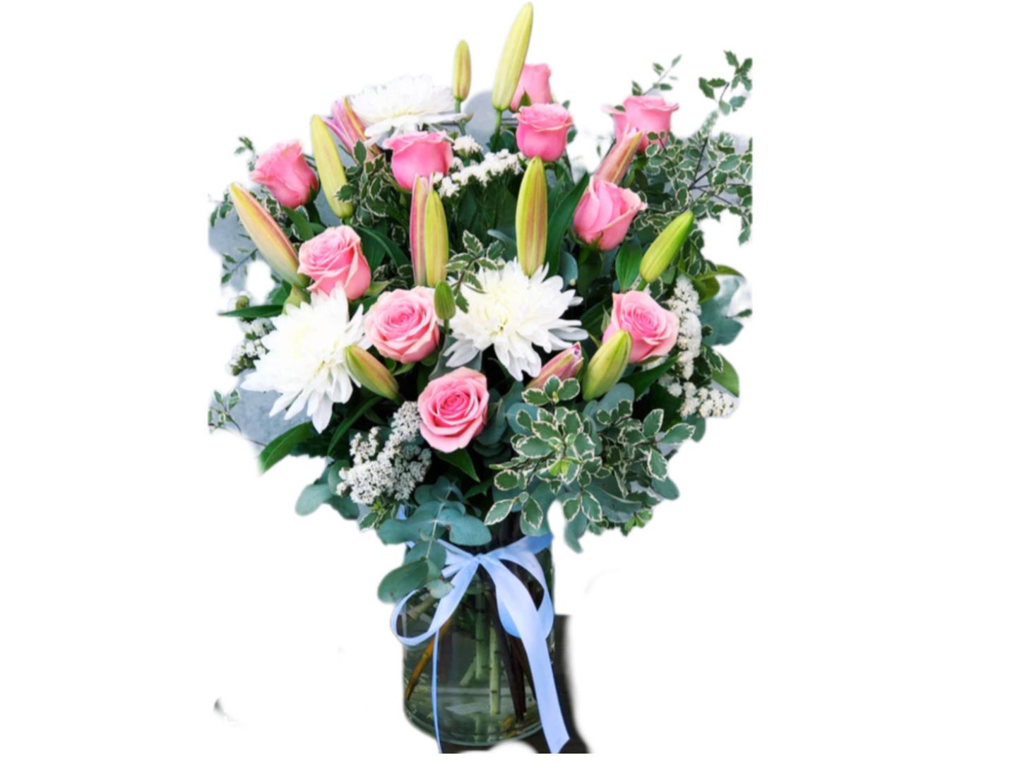 F26 Glass Flower Stargazer Pink 3 Rose Pink 10 Chrysanthemum White 2