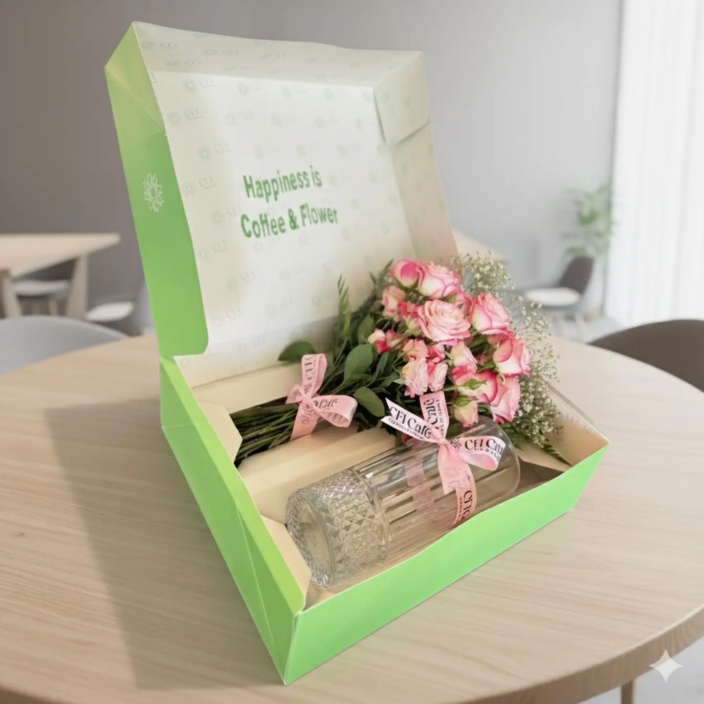 بوكس بوكيه ورد مع فازة