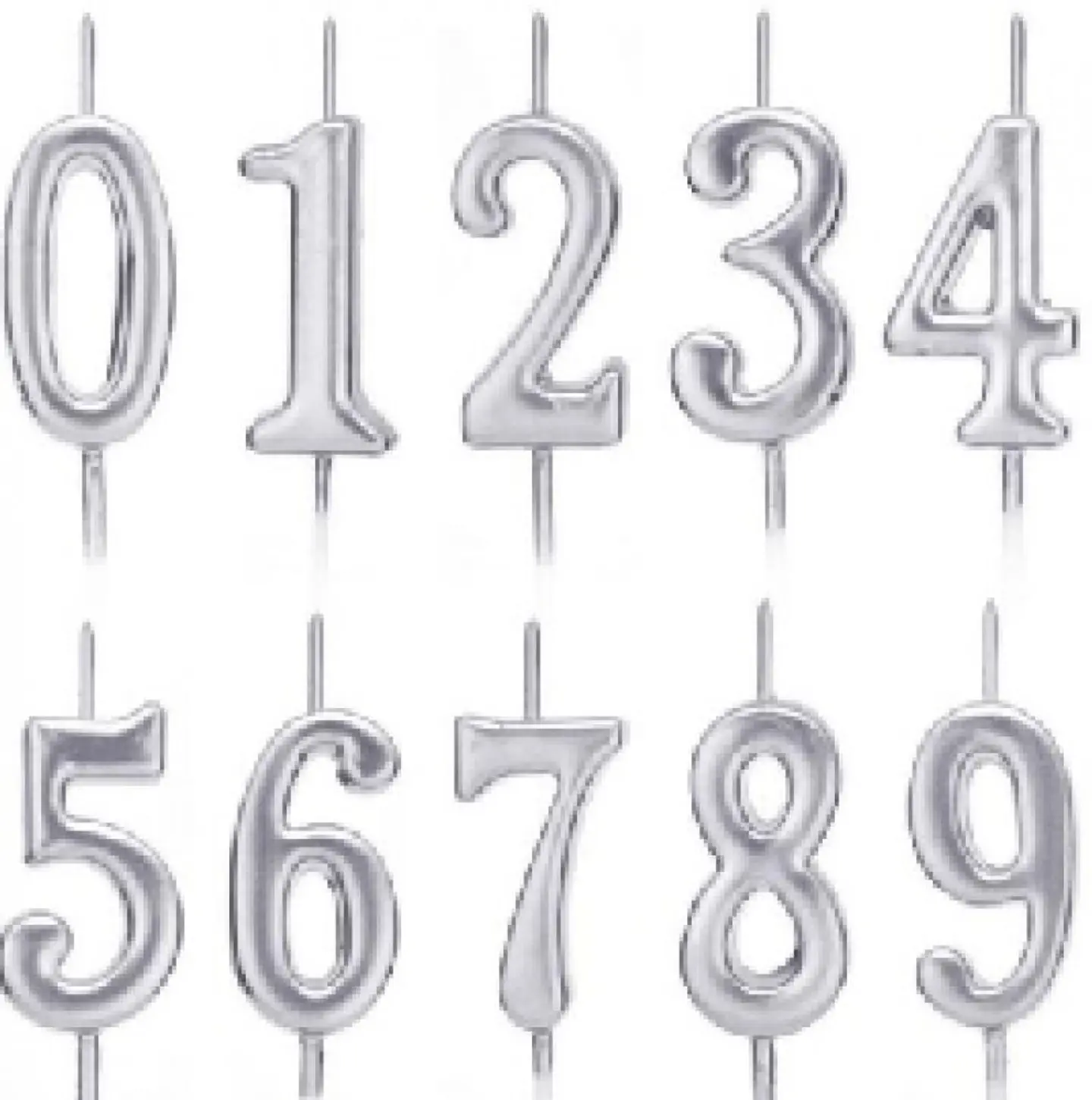 شموع أرقام فضي