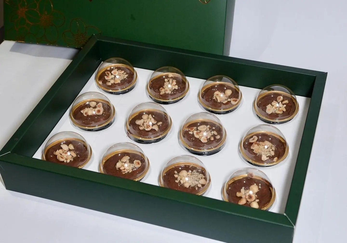 Mini Basbousa Cups Box With Chocolate And Hazelnut