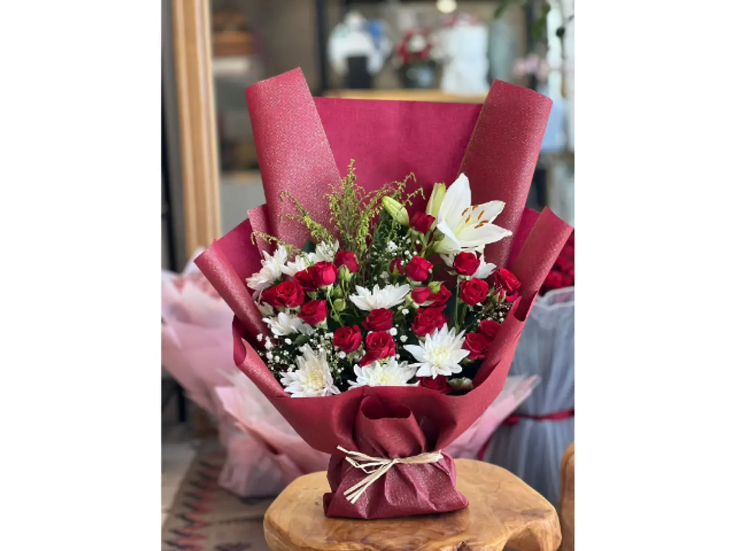 Mixed Natural Burgundy Pink Bouquet