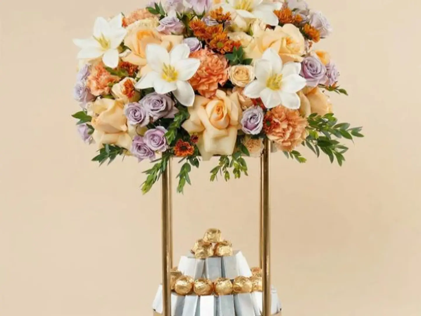 Double Rose Stand With Patchi Chocolates