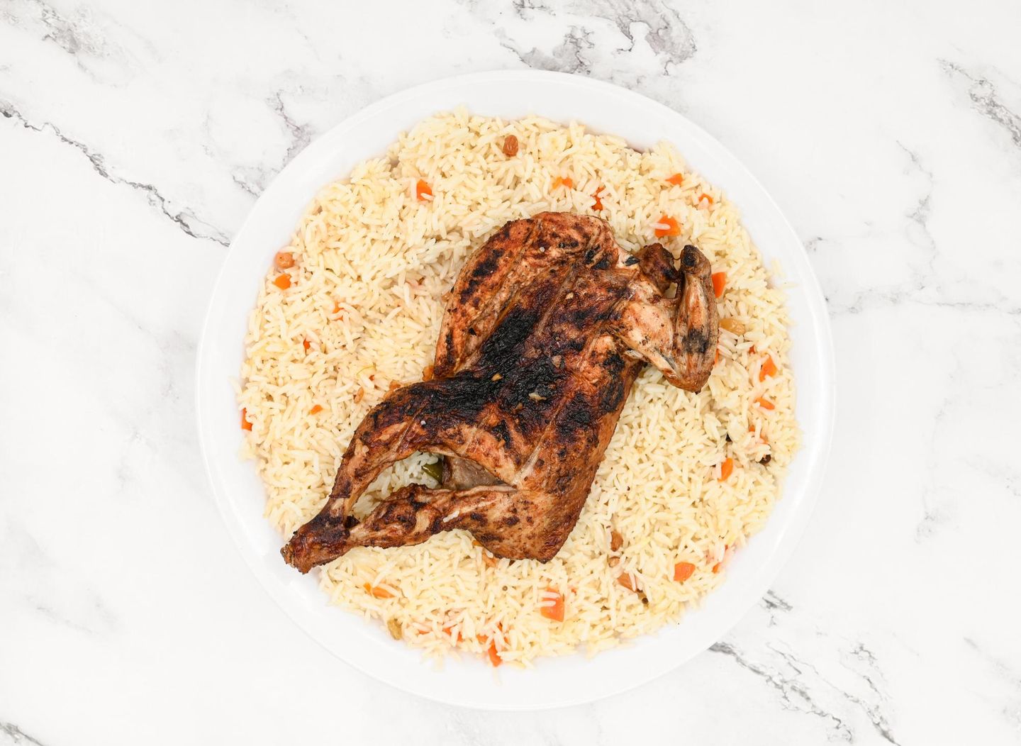 Half Charcoal Chicken With White Rice