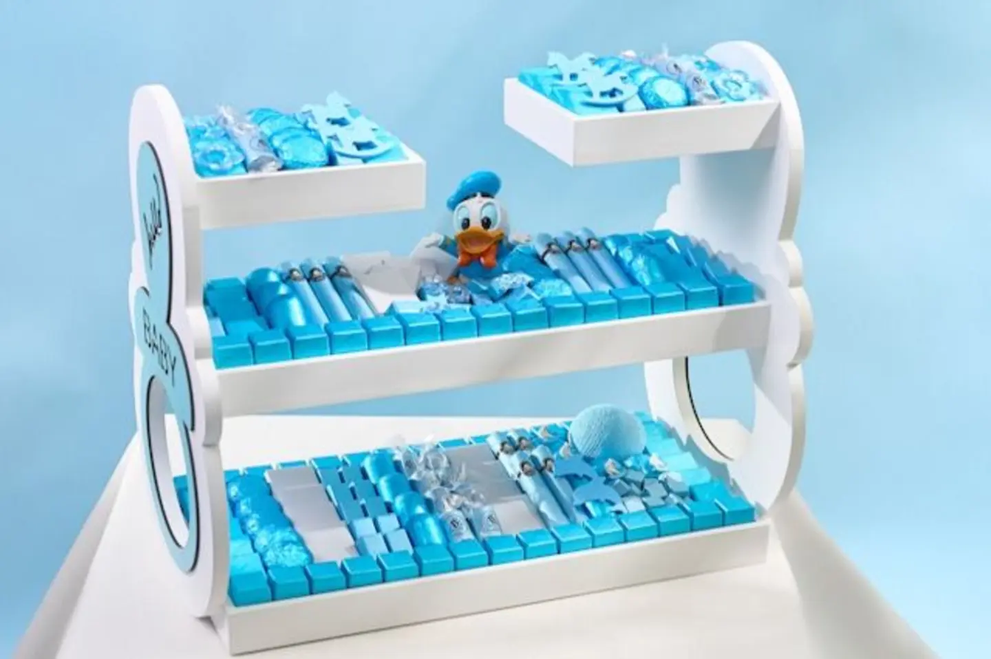 صينية خشب طبقتين أزرق