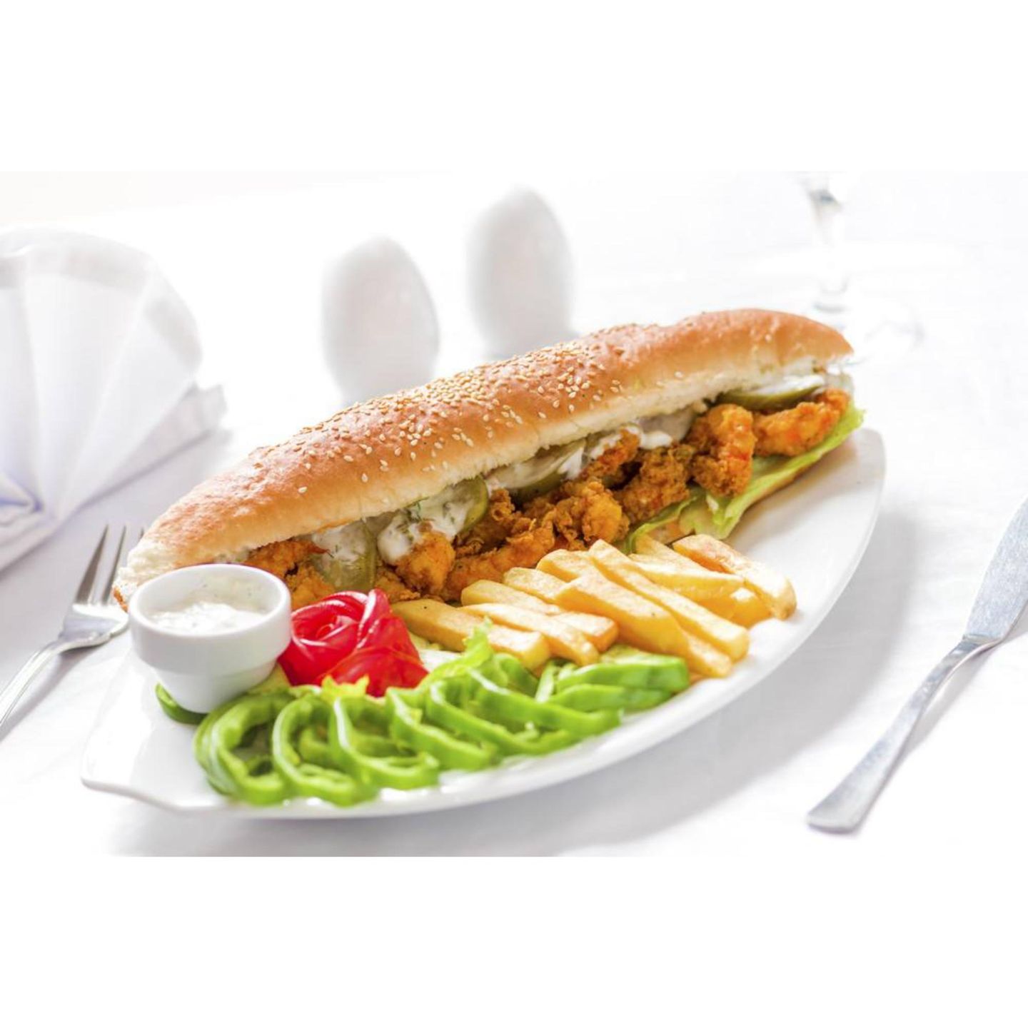 Fried Shrimp And Squid Sandwich