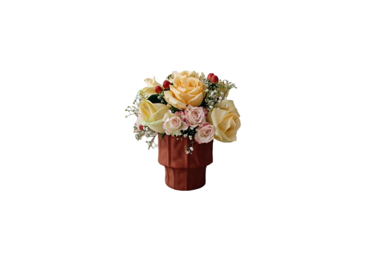 Natural Vase With Rose & Baby Rose