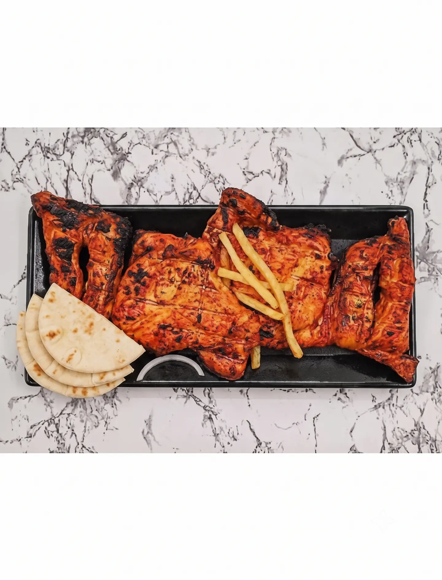 Plain Half Chicken On Coal Without Rice On Wood