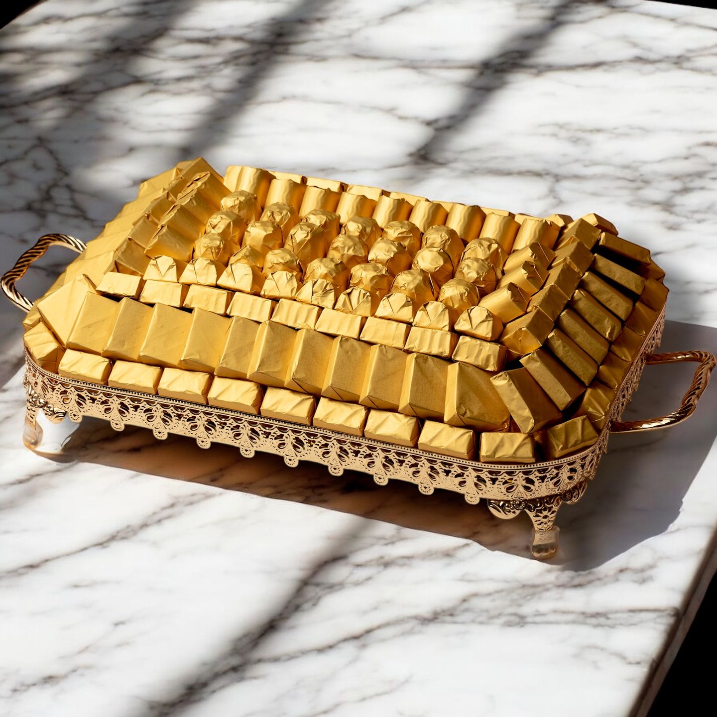 Large Gold Wrapped Chocolate Tray