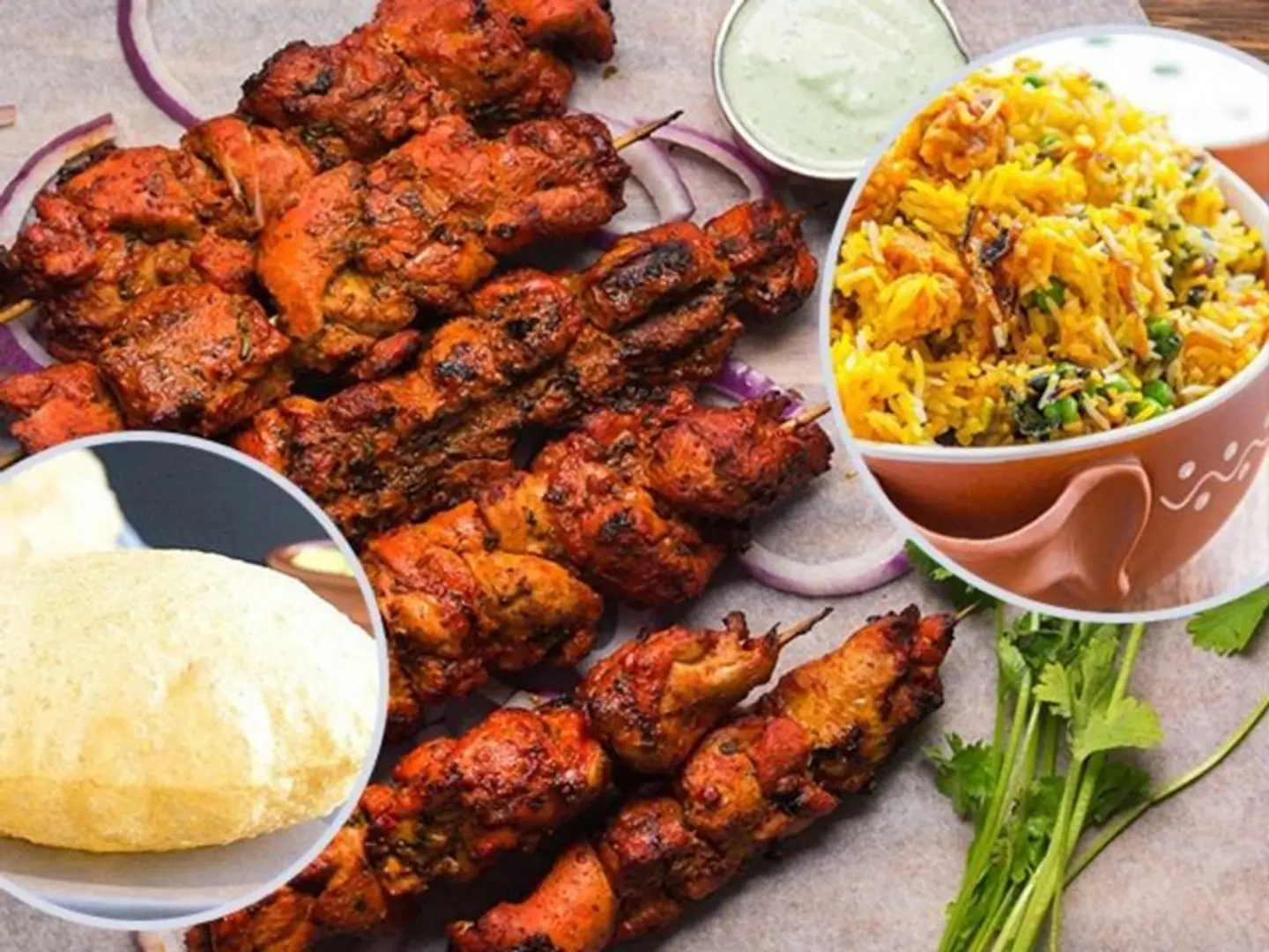 نصف حبة دجاج تكا على الفحم مع عدس