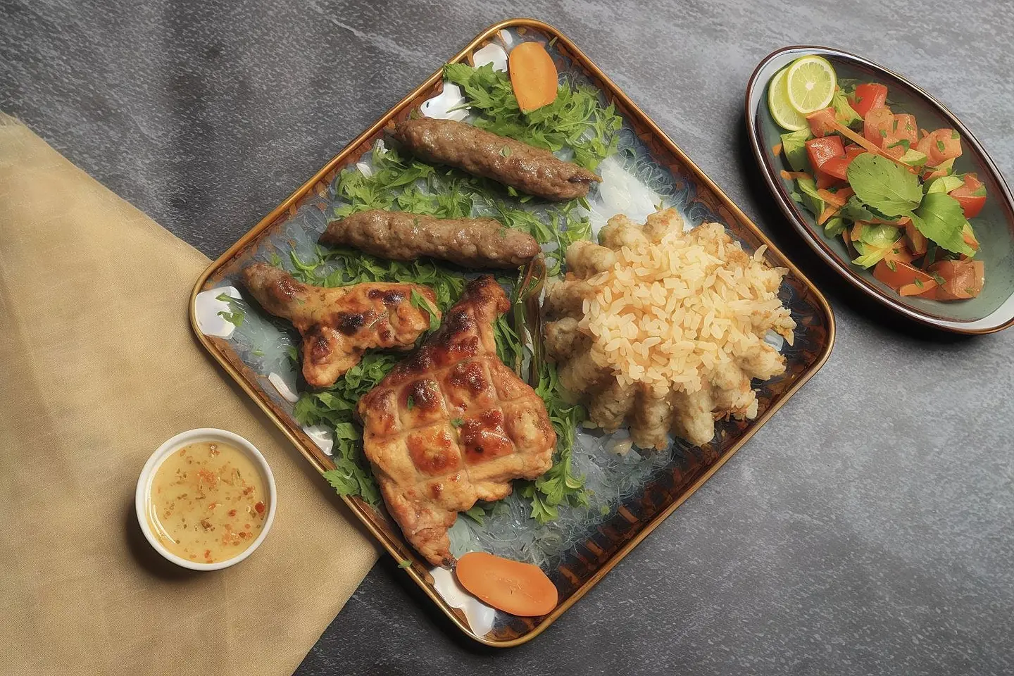 ربع دجاج مع 2 حبه كفتة