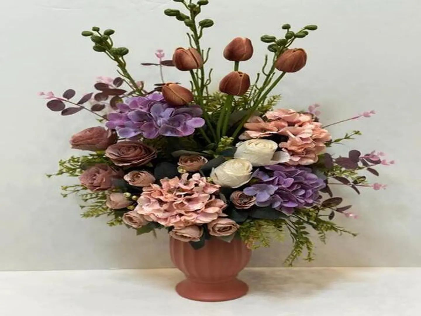 Brown Artificial Rose Vase