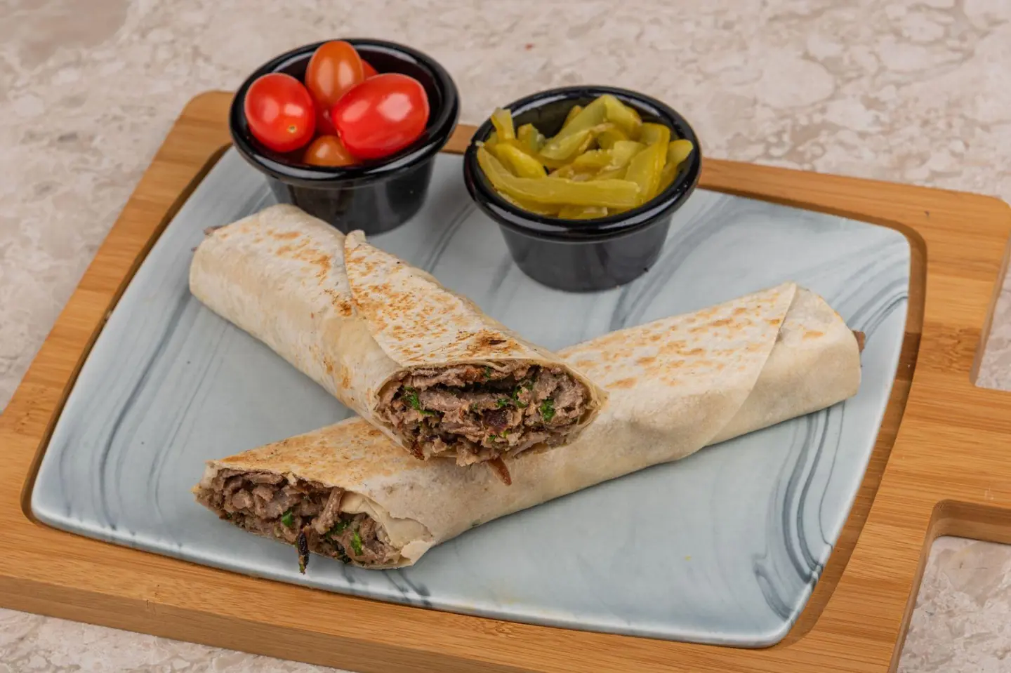 Saroukh Beef Shawarma In Saj Bread