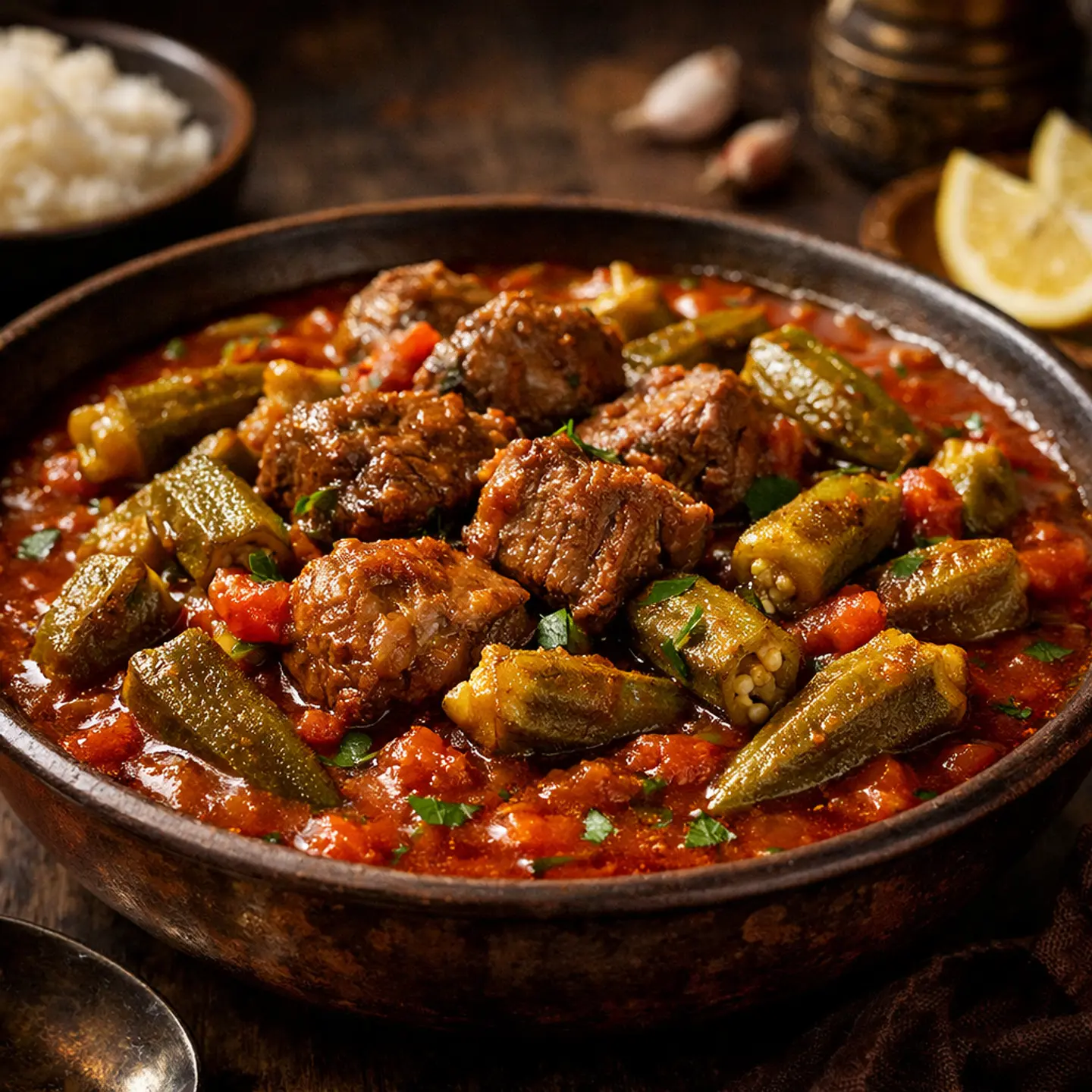 بامية لحم صغير