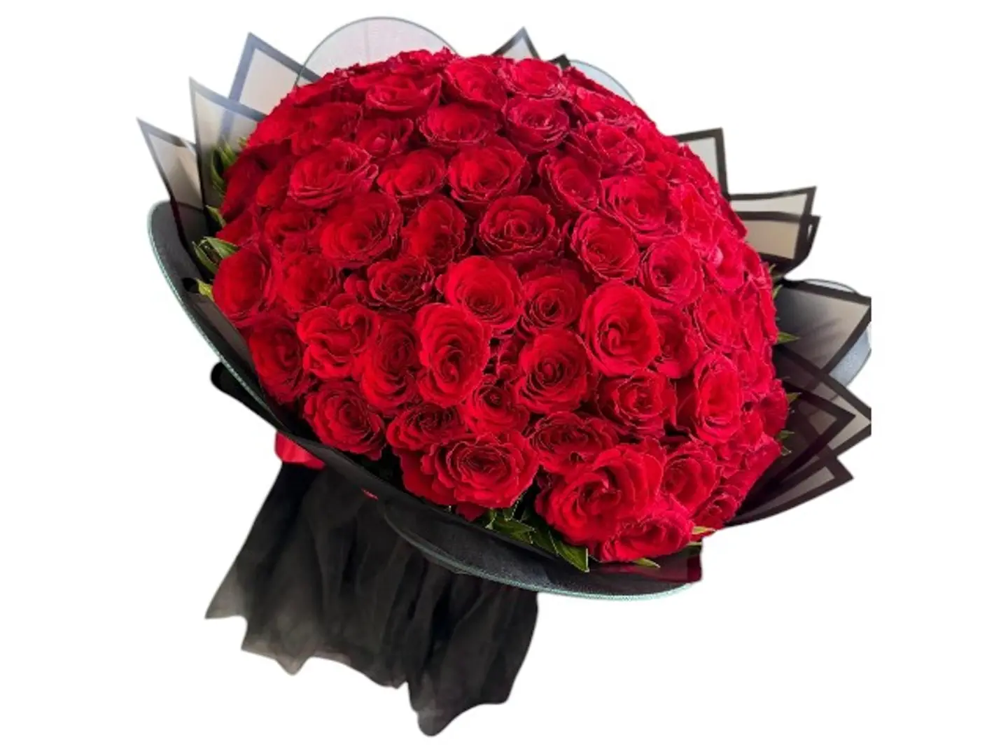 2029 Hand Bouquet With 100 Red Roses