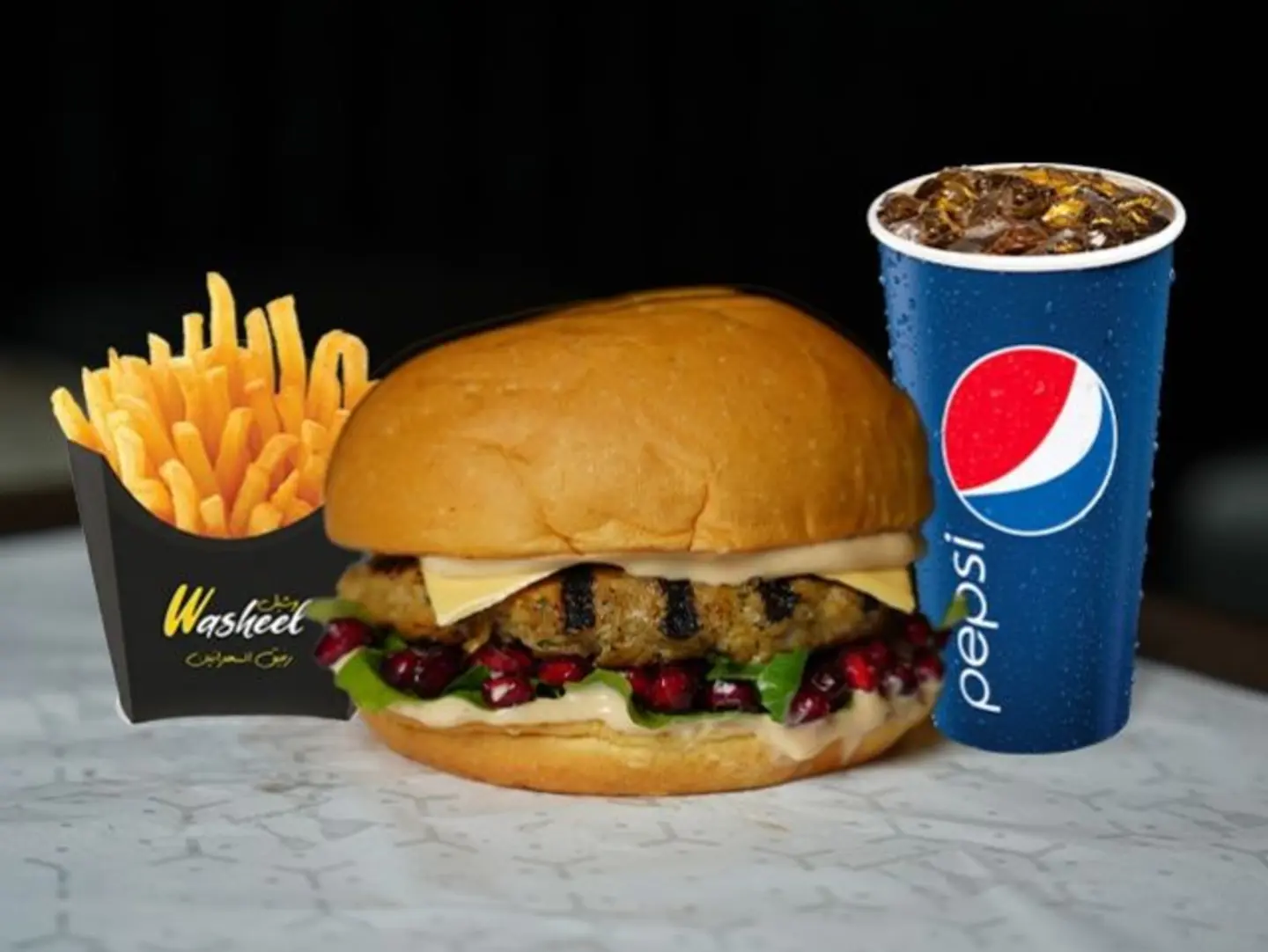 Pomegranate Chicken Burger Meal