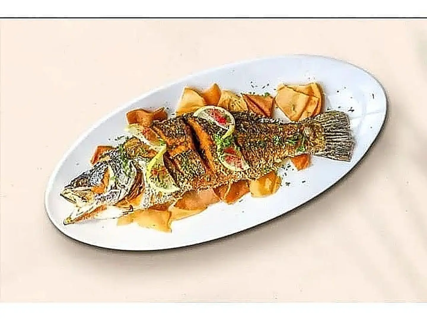 Grilled Fish With Fried Shrimp Meal