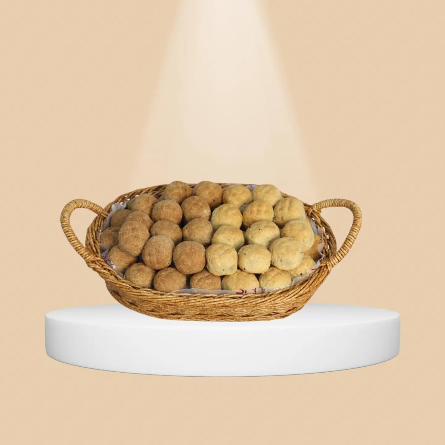 سلة بيضاوي فاتح صغير معمول صغيرين