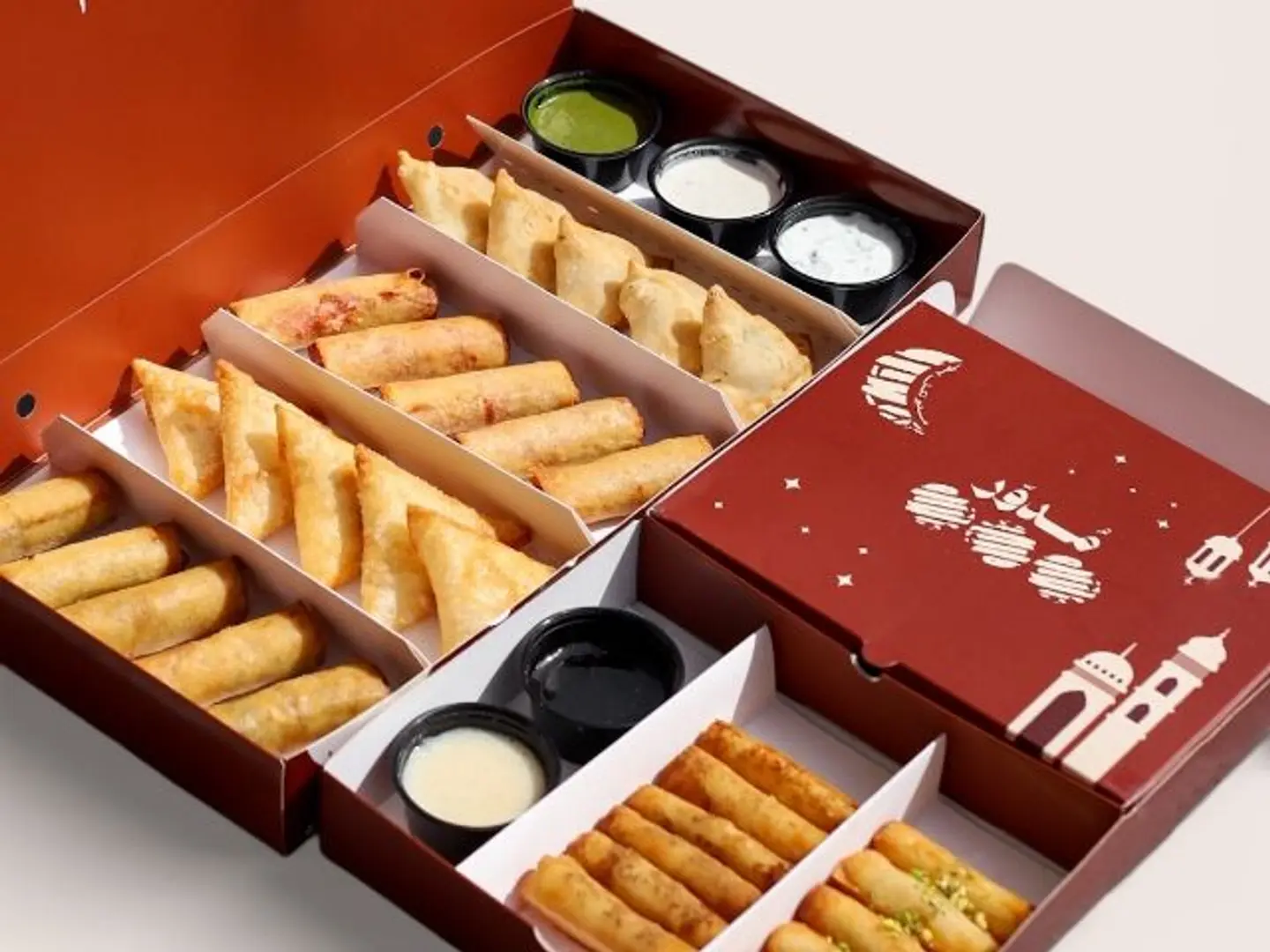 كومبو بوكس رمضان + بوكس مقليات مدور + بوكس أصابع جبن