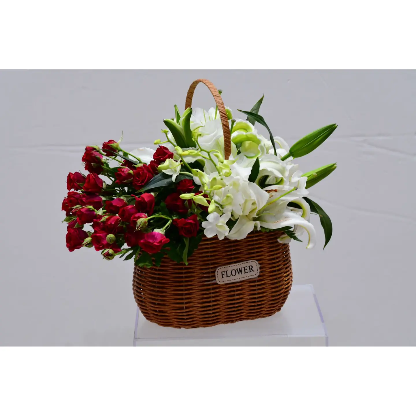 Baby Rose And Casablanca Flower Basket
