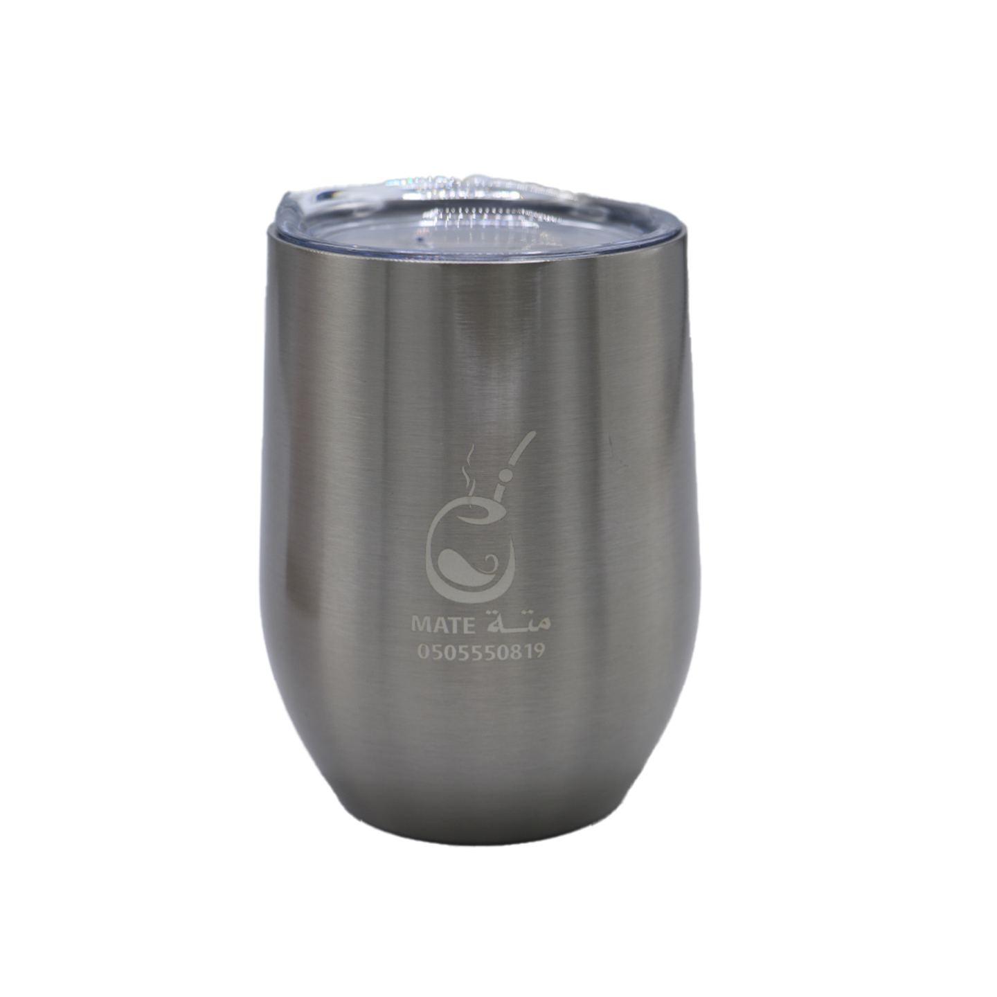 Stainless Steel Mate Cup Silver Color With A Lid 350 Ml Capacity