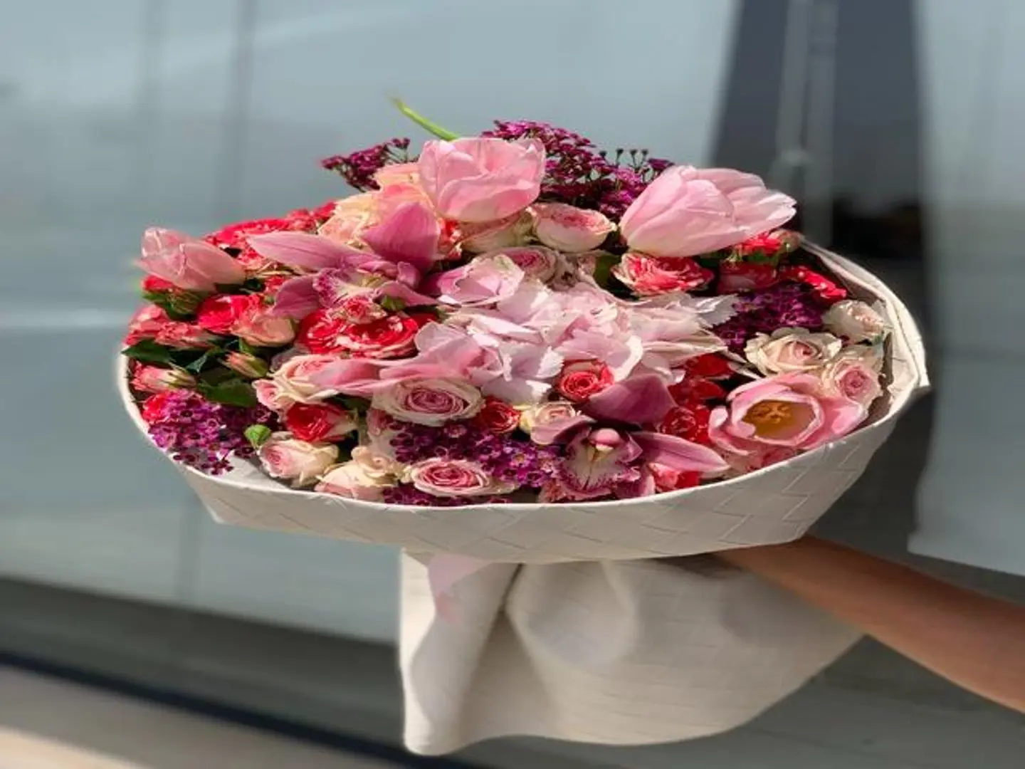 باقة ورد ناعم بتنسيق دائري