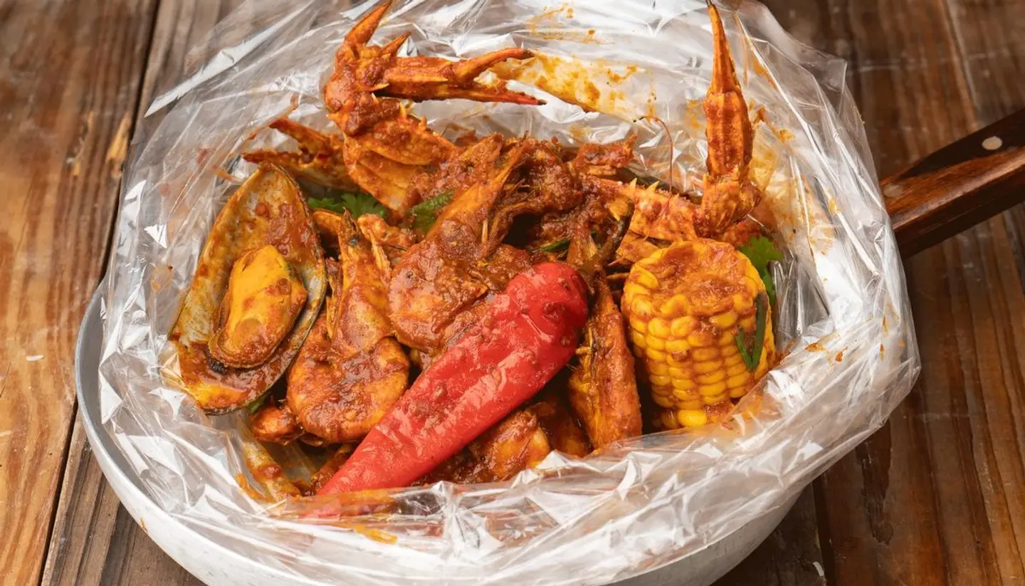 Mixed Seafood Basket With Spicy Cajun Flavour