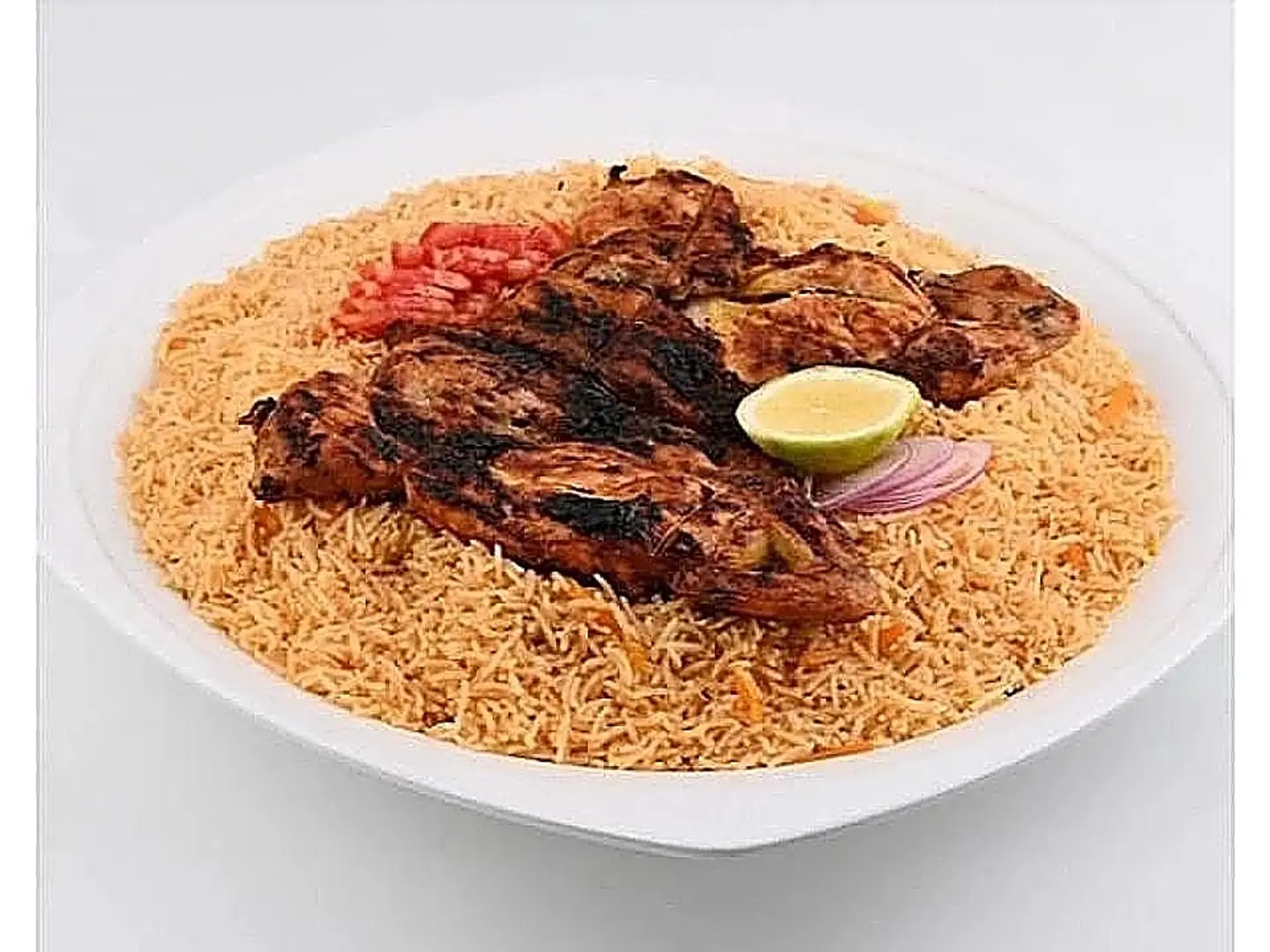 حبة دجاجة على الفحم مع ارز برياني