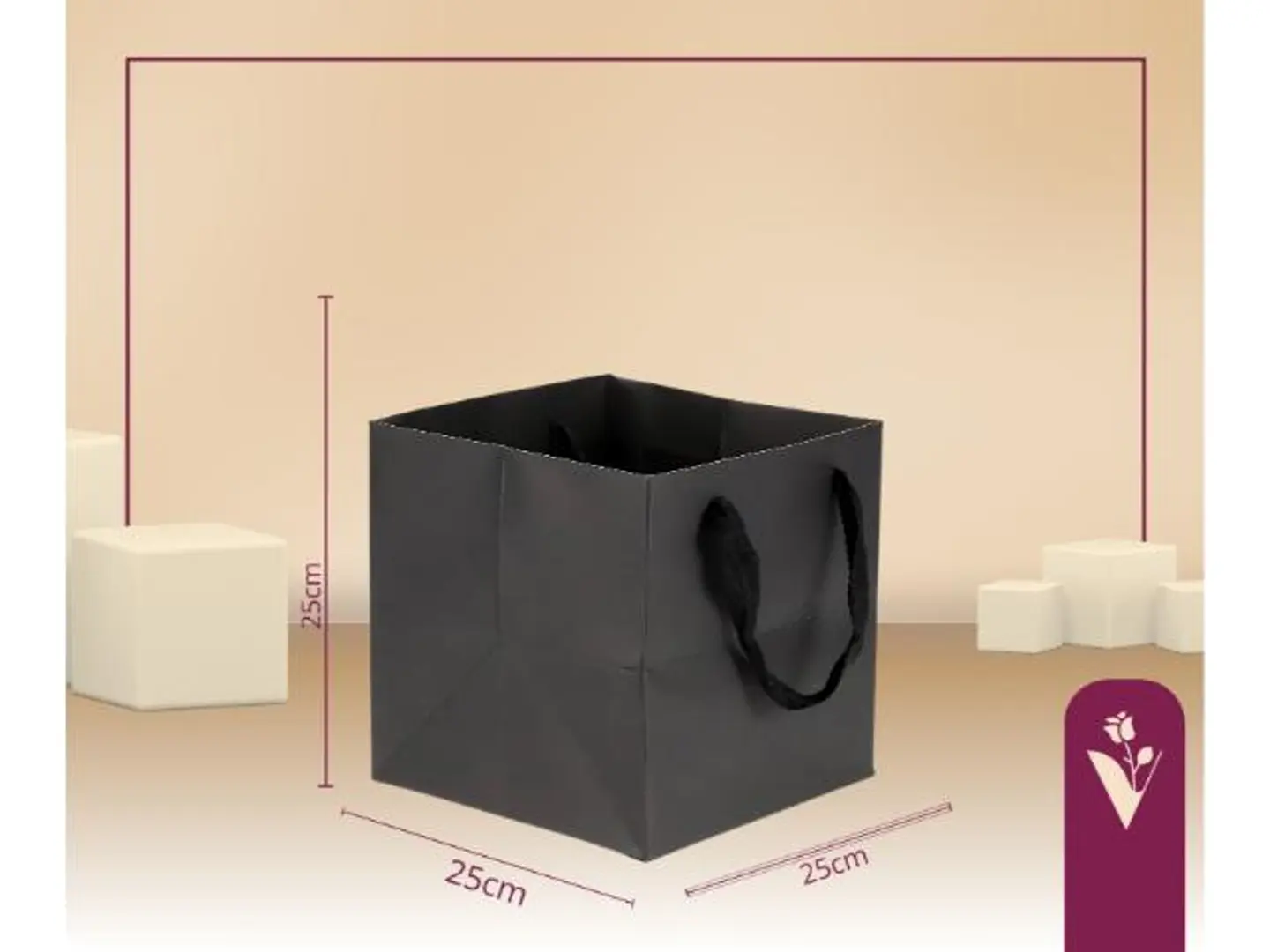 أكياس هدايا قاعدة مربع وسط أسود
