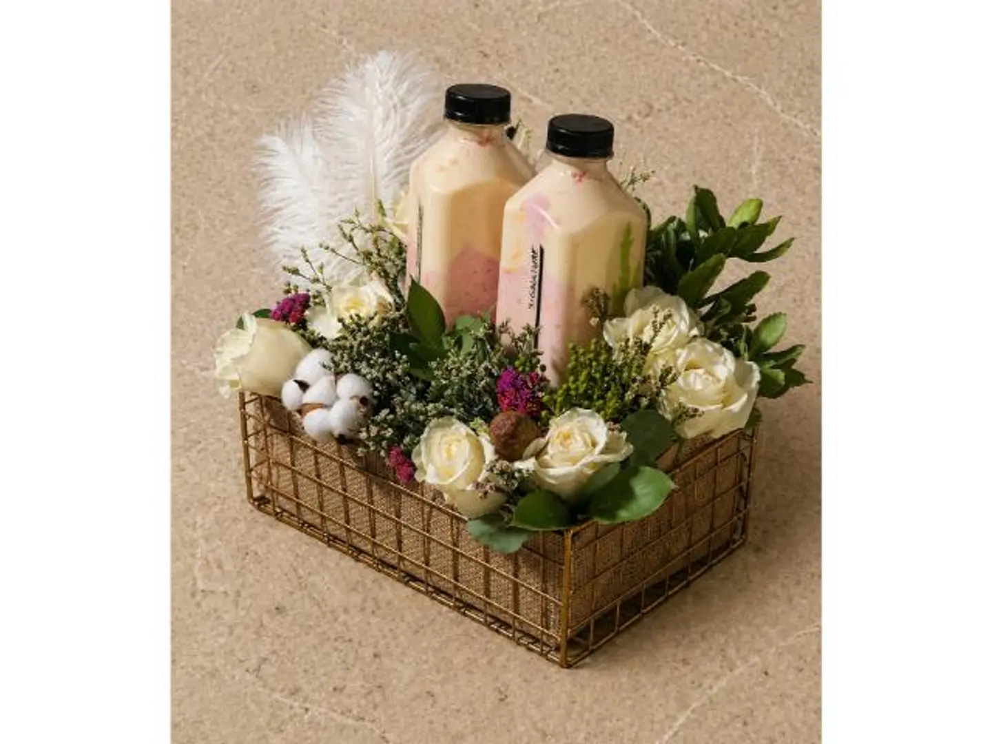 Flower Basket With Two Juice Boxes