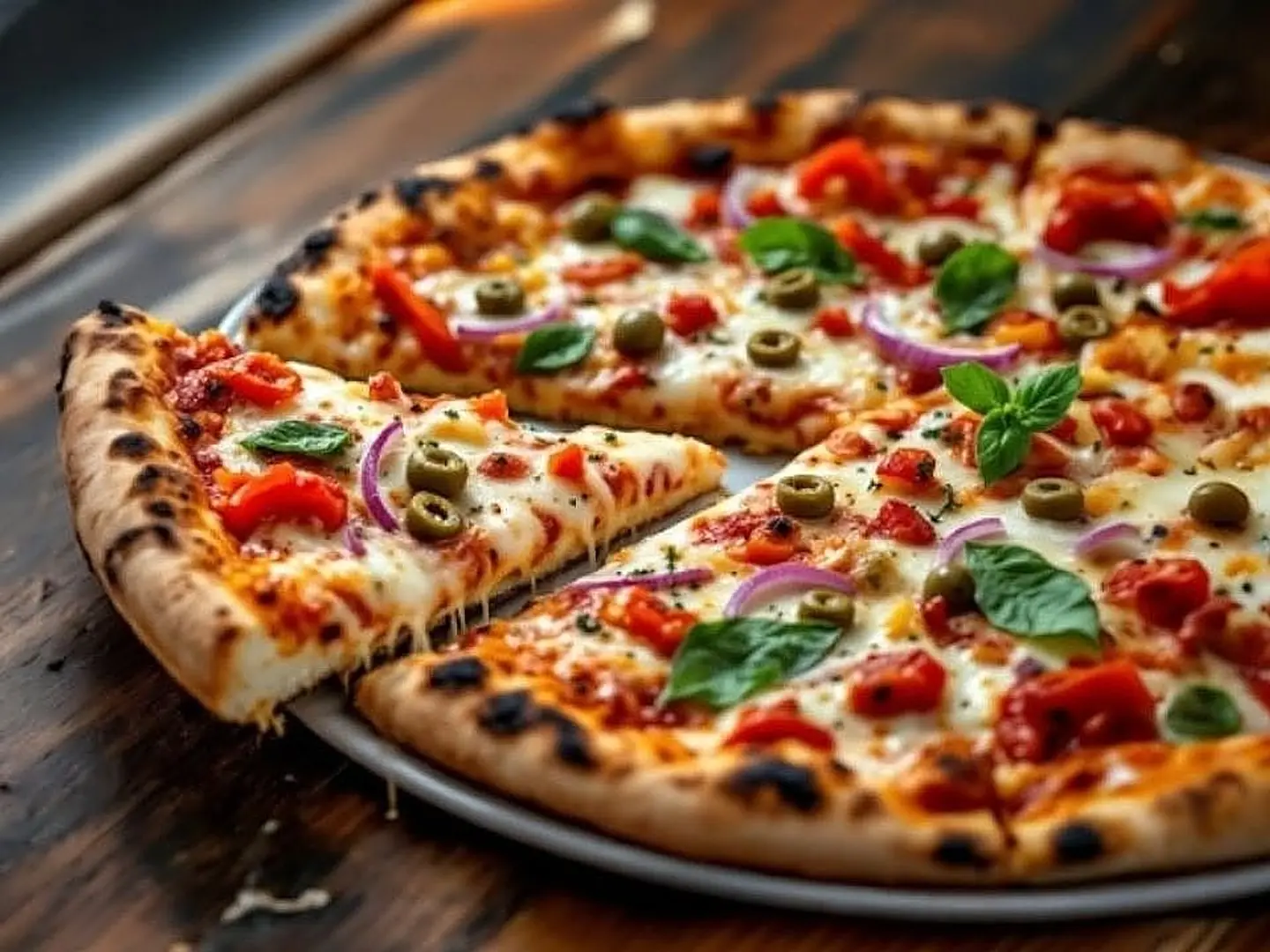 Vegetable Pizza With Liquid Cheese